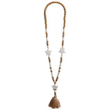 Boho Linen Dress Tassel Sweater Chain Necklace