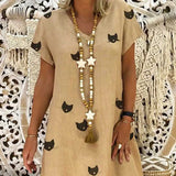 Boho Linen Dress Tassel Sweater Chain Necklace