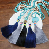 Bohemian Turquoise Tassel Necklace for Women's Sweater