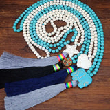 Bohemian Turquoise Tassel Necklace for Women's Sweater
