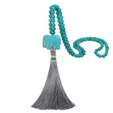 Bohemian Turquoise Tassel Necklace for Women's Sweater