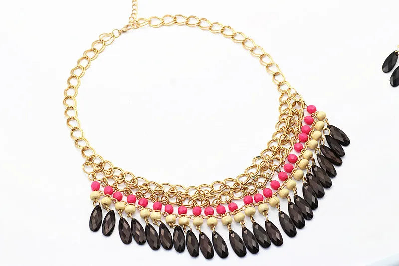 Bohemian Sapphire Multi-layer Tassel Necklace