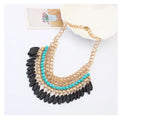 Bohemian Sapphire Multi-layer Tassel Necklace