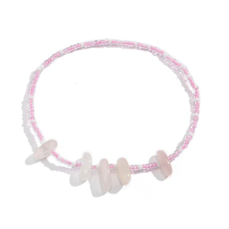 Bohemian Pink Rice Bead Crystal Arm Bracelet