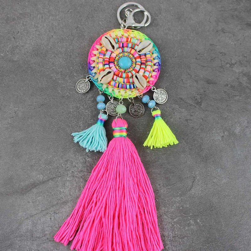 Colorful Bohemian Tassels Ethnic Pattern Keychain Gift