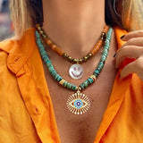 Bohemian Crystal Beads Pendant Choker Necklace Women's Jewelry