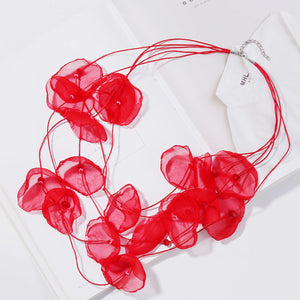 Boho Lace Rose Petal Fringed Necklace