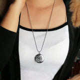 Bohemian Women's 925 Silver Round Photo Box Pendant Necklace