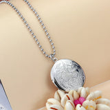 Bohemian Women's 925 Silver Round Photo Box Pendant Necklace