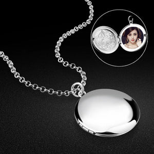 Bohemian Women's 925 Silver Round Photo Box Pendant Necklace