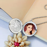 Bohemian Women's 925 Silver Round Photo Box Pendant Necklace