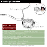 Bohemian Women's 925 Silver Round Photo Box Pendant Necklace