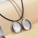 Bohemian Women's 925 Silver Round Photo Box Pendant Necklace