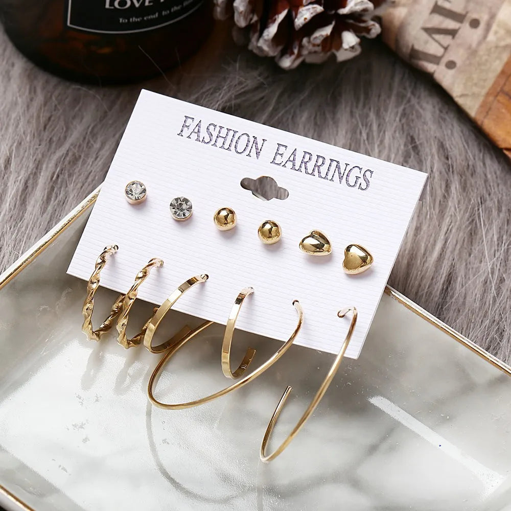 Vintage Pearl Earrings Bohemian Style Women's Jewelry Set