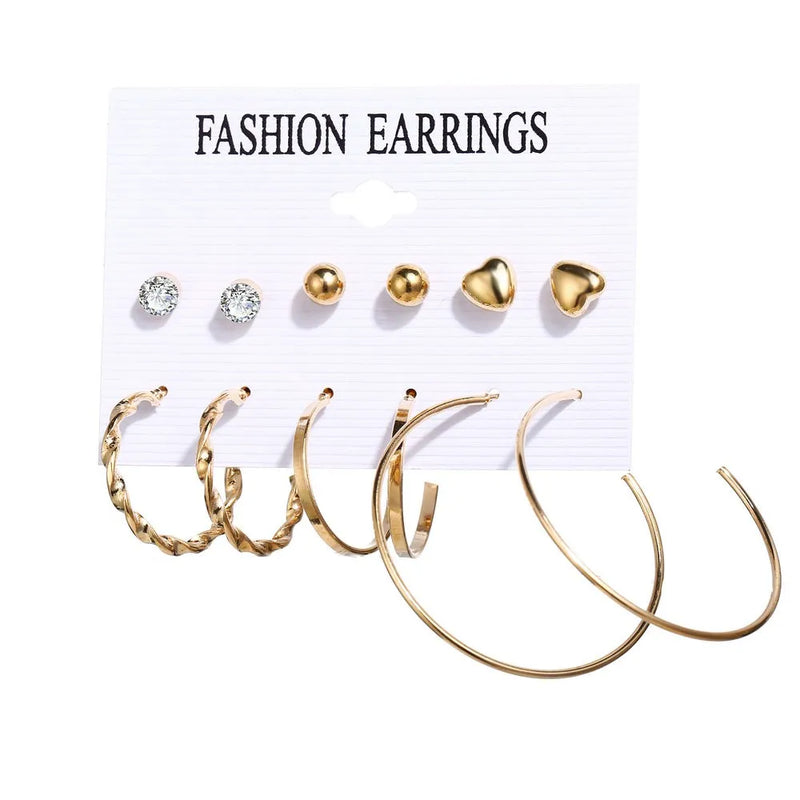 Vintage Pearl Earrings Bohemian Style Women's Jewelry Set
