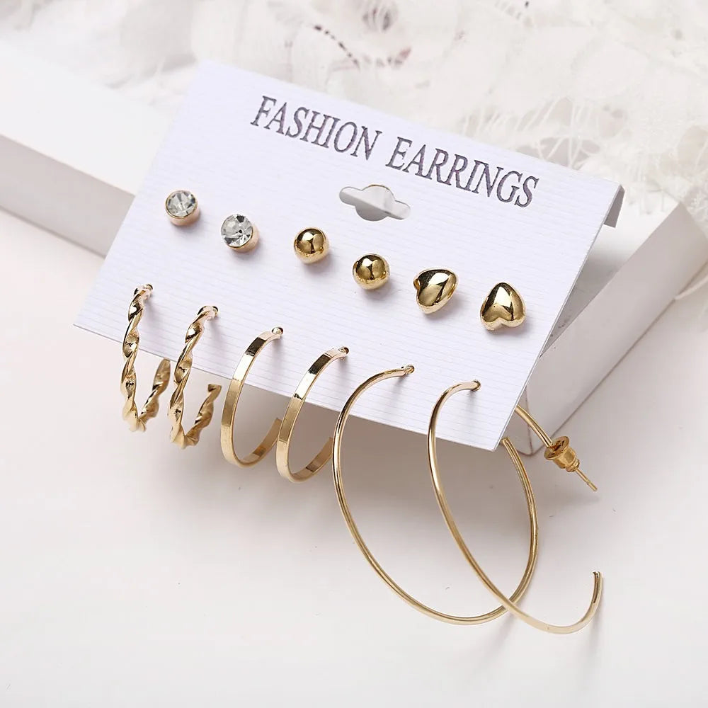 Vintage Pearl Earrings Bohemian Style Women's Jewelry Set