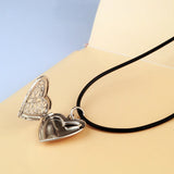 Bohemian 925 Silver Heart Necklace Photo Pendant Chain Jewelry