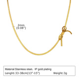 Bohemina Sideways Bow Choker Necklace Women, 2mm Thin Snake Chain