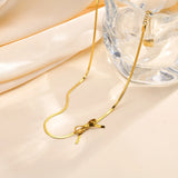 Bohemina Sideways Bow Choker Necklace Women, 2mm Thin Snake Chain