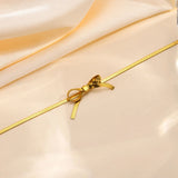 Bohemina Sideways Bow Choker Necklace Women, 2mm Thin Snake Chain