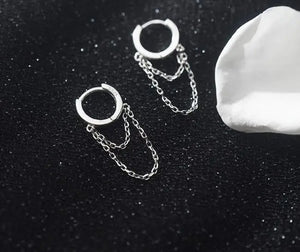 Bohi Sterling Silver Tassel Hoop Huggie Earrings