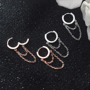 Bohi Sterling Silver Tassel Hoop Huggie Earrings