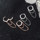 Bohi Sterling Silver Tassel Hoop Huggie Earrings