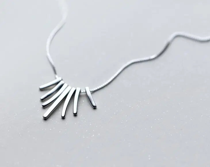 Bohi Real 925 Silver Geometric Bar Pendant Necklace GTLX1405