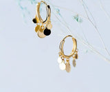 925 Silver Geometric Disc Coin Round Hoop Earrings