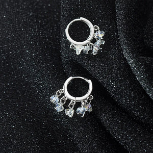 Real. 925 Sterling Silver Clear Quartz Hoop Earrings