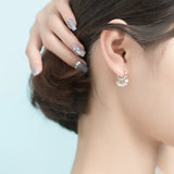 Real. 925 Sterling Silver Clear Quartz Hoop Earrings