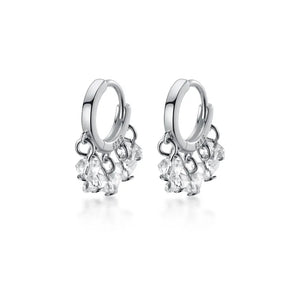 Real. 925 Sterling Silver Clear Quartz Hoop Earrings