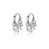 Real. 925 Sterling Silver Clear Quartz Hoop Earrings