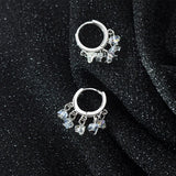 Real. 925 Sterling Silver Clear Quartz Hoop Earrings