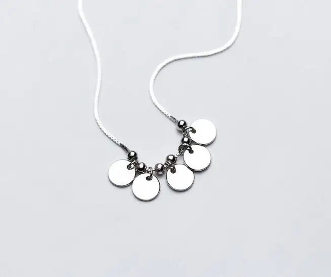 Bohi Round Beads & Coin Pendant Necklace 925 Sterling Silver Fine Jewelry