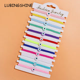 Boho Colorful Wax String Charm Bracelet Women Evil Eye Pendant Anklet