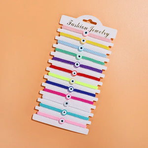 Boho Colorful Wax String Charm Bracelet Women Evil Eye Pendant Anklet