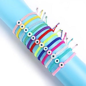 Boho Colorful Wax String Charm Bracelet Women Evil Eye Pendant Anklet