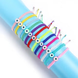 Boho Colorful Wax String Charm Bracelet Women Evil Eye Pendant Anklet