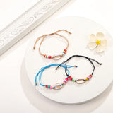 Boho 12pcs Shell Polymer Clay Charms Bracelets Adjustable Rope Chain Anklets