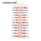 Boho 12pcs Shell Polymer Clay Charms Bracelets Adjustable Rope Chain Anklets