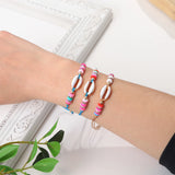 Boho 12pcs Shell Polymer Clay Charms Bracelets Adjustable Rope Chain Anklets