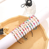 Boho 12pcs Shell Polymer Clay Charms Bracelets Adjustable Rope Chain Anklets