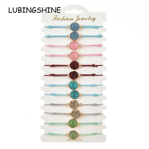 Boho Resin Druzy Charms Bracelets Set for Women