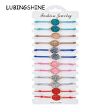 12pcs Boho Elastic Druzy Charms Bracelet for Women, Girls & Kids