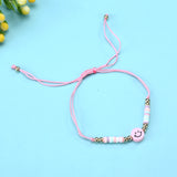 Colorful Soft Clay Smile Face Beads Bracelet Acrylic Adjustable Bangle Anklet