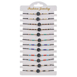 12pcs Boho Hematite Hand Cross Heart Charms Bracelet Set