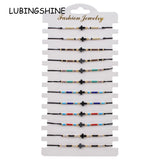 12pcs Boho Hematite Hand Cross Heart Charms Bracelet Set