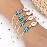 Boho Shell Starfish Charms Bracelet Set Beach Jewelry