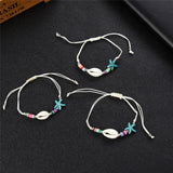 Boho Shell Starfish Charms Bracelet Set Beach Jewelry